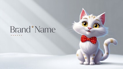 Adorable White Kitten Wearing A Red Bow Tie