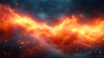 Obraz premium Fiery cosmic nebula with glowing embers.