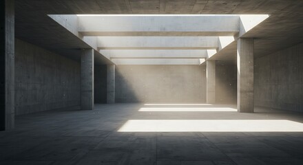 Obraz premium empty concrete open space interior with sunlight 