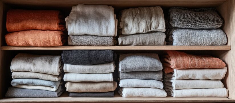 Neatly organized linen drawer showcasing vertically folded clothing for effective space-saving and enhanced home organization.