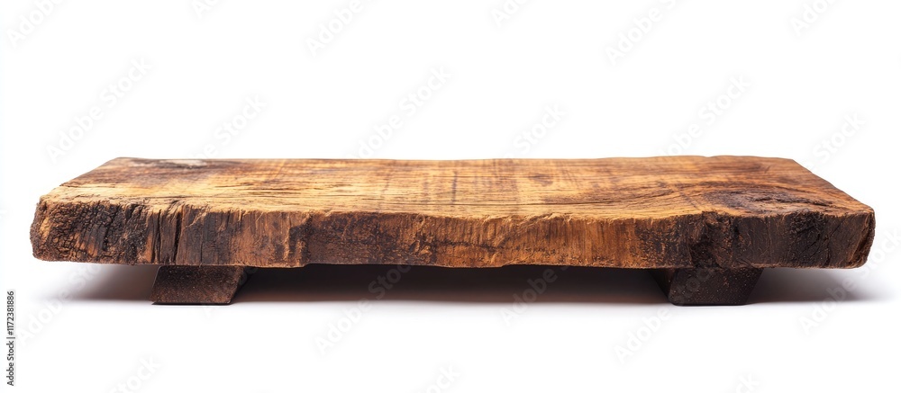Poster rustic wooden table top with textured surface on bright white background perfect for product display