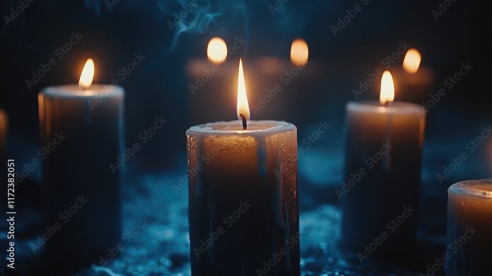 Aufkleber burning candles in dark atmosphere creating a warm remembrance and reflection symbolizing hope and c
