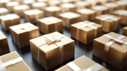 Golden Gift Boxes Background for E-commerce and Online Store Promotions