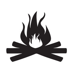 
Campfire icon silhouette illustration White background Burning bonfire with a large flame for camping Illustration of a fire icon Campfire silhouette vector
