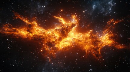 Fototapeta premium Stunning nebula cluster glowing in deep space vivid orange and gold hues cosmic beauty and mystery of the universe