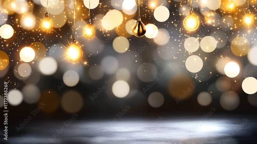 Poster romantic background with glowing lights and sparkling bokeh effect