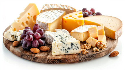 Wooden Cheese Board with Assorted Toppings on white background.PNG