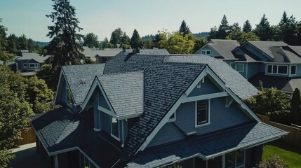 Multilayer Roofing Benefits and Performance Overview with Aerial View of Residential Rooftops in Natural Setting
