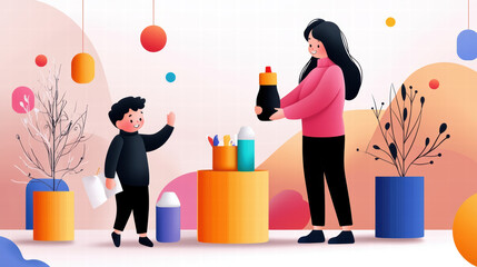 family enjoying sustainable lifestyle with eco friendly activities