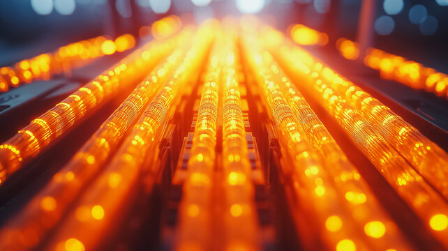 Glowing Tubes in Industrial Setting 