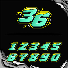 Set of racing number, start racing number, sport race number vector illustration