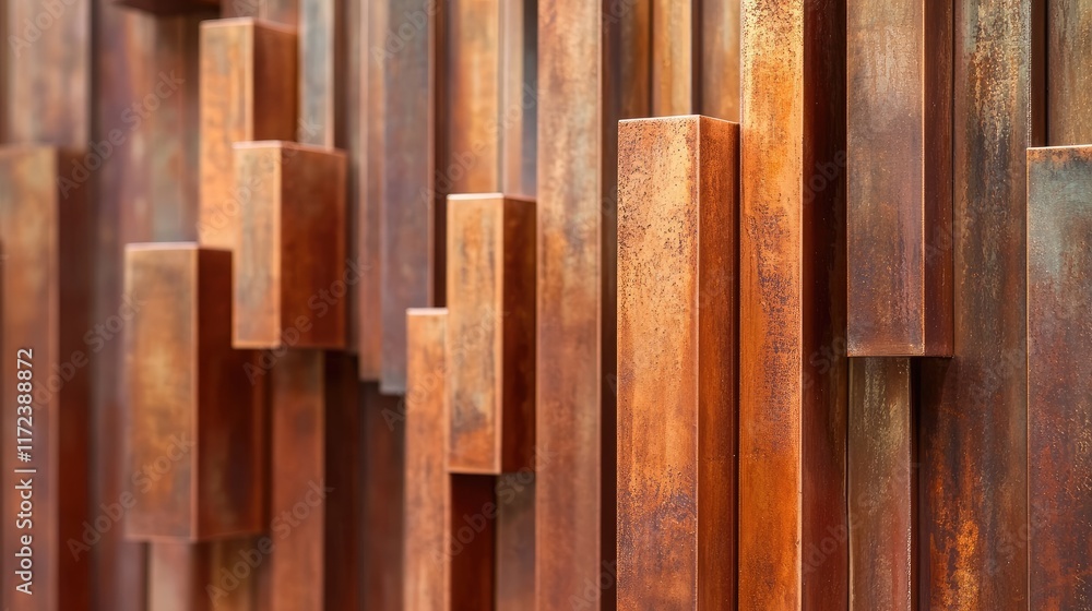 Poster Textured copper metalwork with oxidized finish creating an abstract artistic background in warm tones.