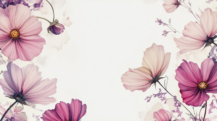 Elegant wedding invitation card background vector. Minimal hand painted watercolor botanical flowers texture template background. Design for wedding, vip cover, poster, rsvp moderncard.Valentine's Day