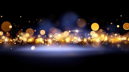 Obraz premium Golden Bokeh Lights on Dark Background for Festive Celebrations