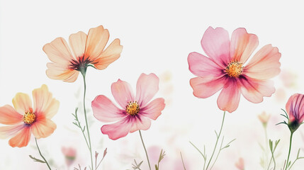 Fototapeta premium Elegant wedding invitation card background vector. Minimal hand painted watercolor botanical flowers texture template background. Design for wedding, vip cover, poster, rsvp moderncard.Valentine's Day