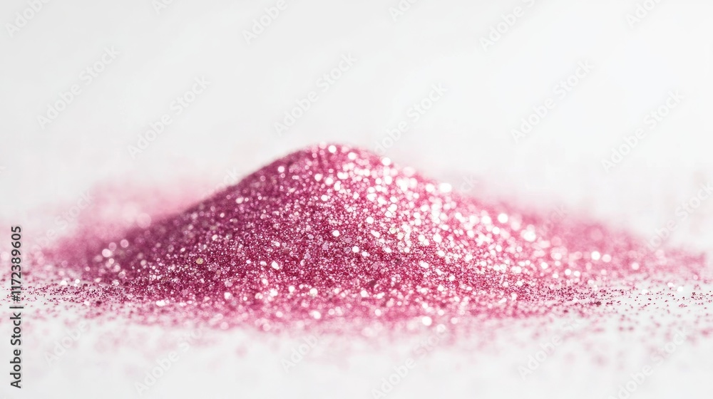 Poster vibrant pink glitter pile on soft white background creating an elegant and festive atmosphere for va