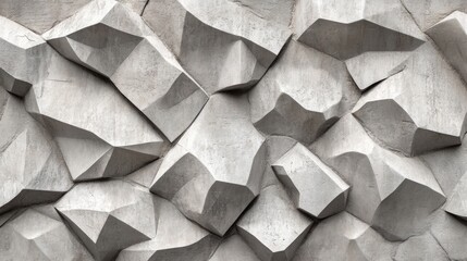 Geometric stone wall seamless texture with varied surface angles and shadows for architectural and design backgrounds