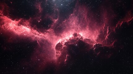 Fototapeta premium Vibrant pink nebula with stars in deep space showcasing the beauty of cosmic clouds and celestial formations