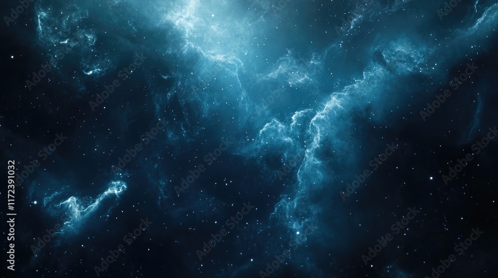 Poster mystical nebula cluster glowing in deep space showcasing vibrant cosmic clouds and scattered stars i