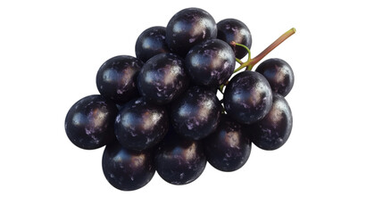 bunch of black grapes isolated on white transparent background