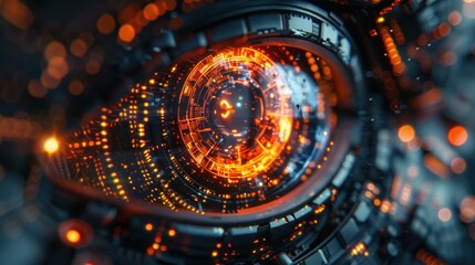 Fototapeta premium Futuristic Orange Tech Interface Abstract 8K Background