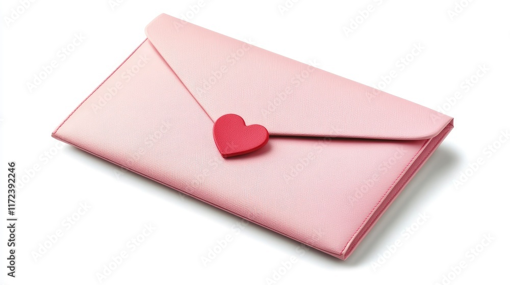 Aufkleber pink envelope featuring a red heart motif isolated on a clean white background symbolizing love and 