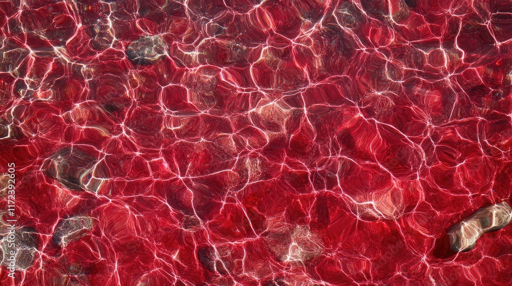 Poster ruby red crystal clear water surface in tropical beach setting ideal for interior design inspiration