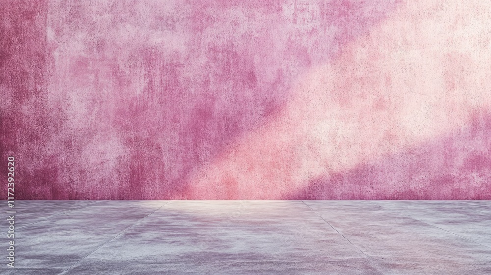 Poster Pink textured concrete wall and floor background creating a warm and inviting atmosphere for design and dÃ©cor presentations.