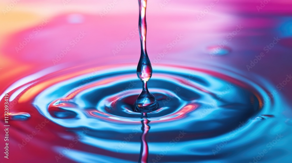 Aufkleber colorful water drop creating ripples on vibrant abstract surface showcasing liquid dynamics and visu