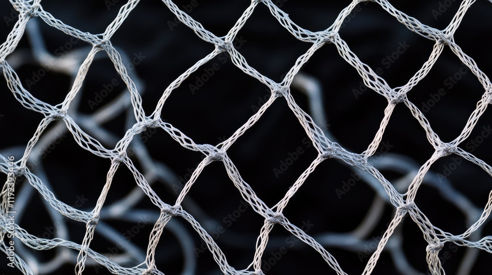 Poster textured mesh pattern with interwoven strands on a dark background providing a modern design element