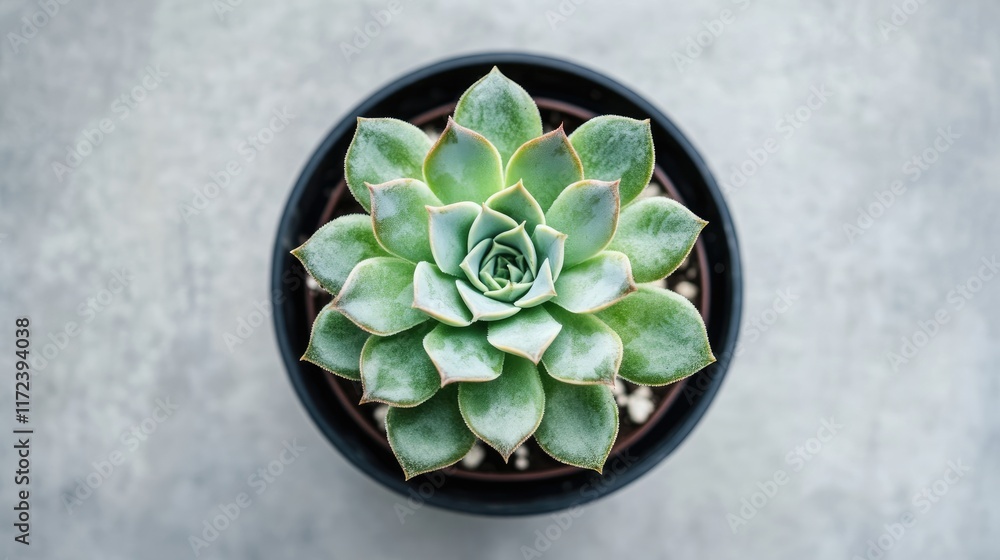 Poster top view of a succulent plant in a pot with textured background natural greenery and minimalist aest