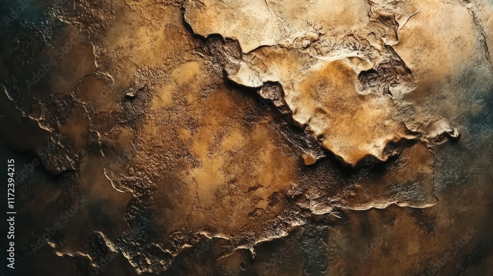 Poster abstract texture of oxidized metal surface with rich colors and intricate patterns creating a visual