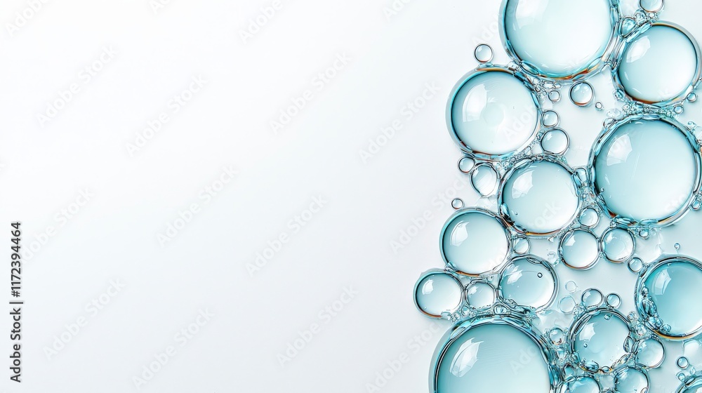 Poster clear water droplets on light background creating a fresh and clean aesthetic for design projects