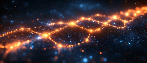 Fototapeta premium Abstract glowing particles forming a wave.