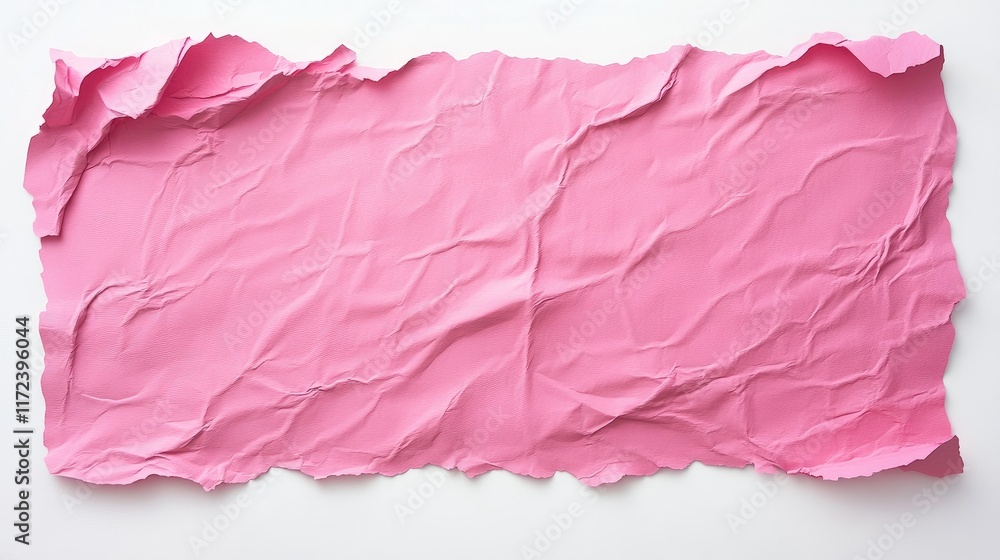 Aufkleber crumpled pink paper sheet on white background ideal for decoration or design projects showcasing tex