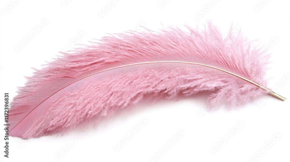 Aufkleber soft pink feather isolated on white background for creative and elegant design use