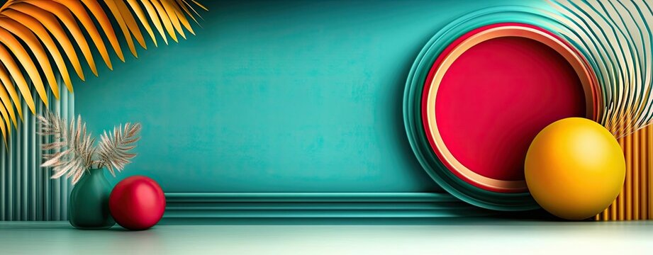 sophisticated layout template with vibrant accent colors and symmetrical patterns, ample copy space