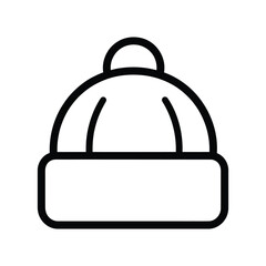 Line icon of a winter hat, outline, silhouette, vector, illustration, isolated on white background