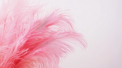 Obraz premium Delicate pink feather texture on a soft white background for creative and aesthetic design concepts
