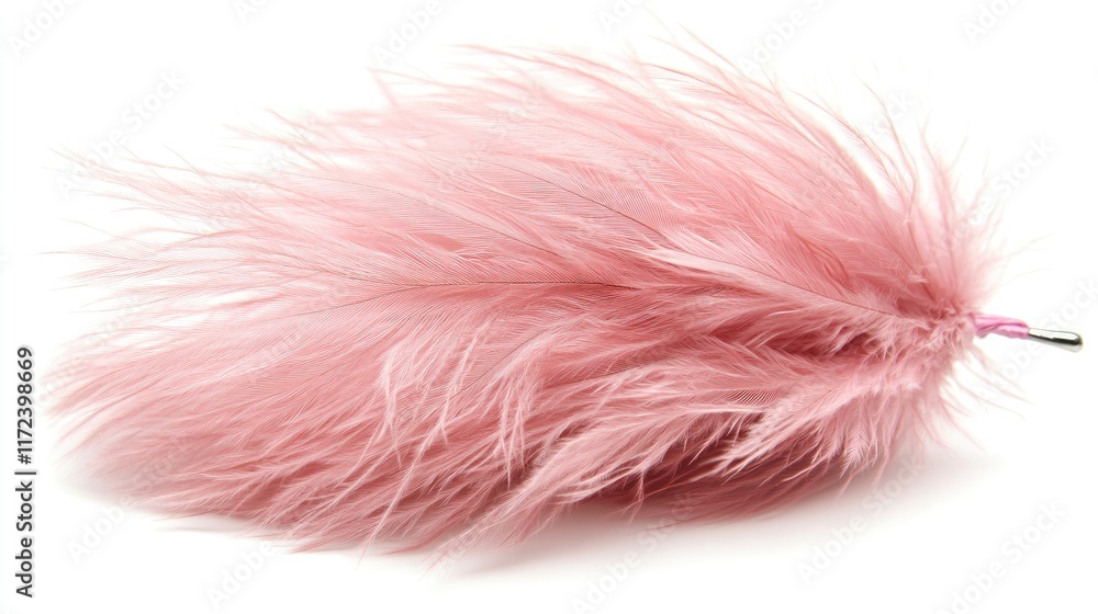 Aufkleber soft pink feather on white background for elegant design and creative projects