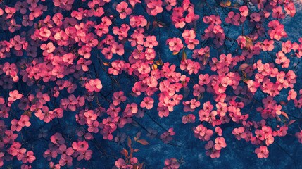 Blossoming pink cherry flowers against a vibrant blue sky showcasing the beauty of spring in a floral garden setting.