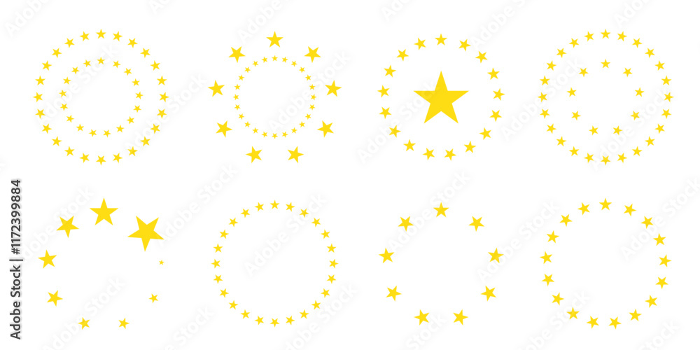 Poster print star in circle vector icon. european union flag symbol.