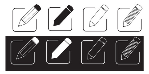 Print Edit icon set. Notepad edit document with pencil icon. Pencil icon, sign up icon. Business concept note edit pictogram. Vector illustration.