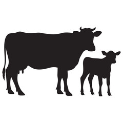 PrintCow silhouette vector style design Cow silhouette icon illustration White background Jersey cow silhouette Cow vector illustration