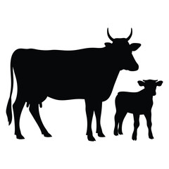 PrintCow silhouette vector style design Cow silhouette icon illustration White background Jersey cow silhouette Cow vector illustration