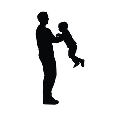 Silhouette of father and son