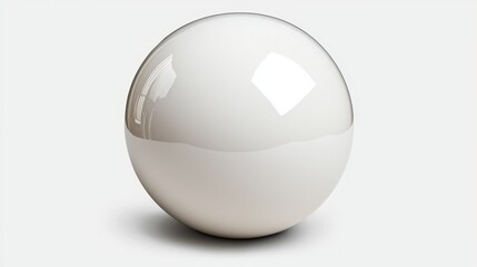 Glossy White Sphere with Reflection and Shadow on Minimalist Background for Artistic Design