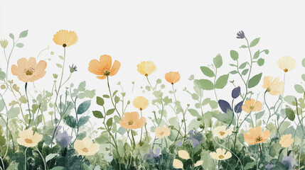 Elegant wedding invitation card background vector. Minimal hand painted watercolor botanical flowers texture template background. Design for wedding, vip cover, poster, rsvp moderncard.Valentine's Day