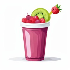the AI Image Generator, Colorful Fruit Smoothie with Fresh Strawberry and Kiwi Garnish
