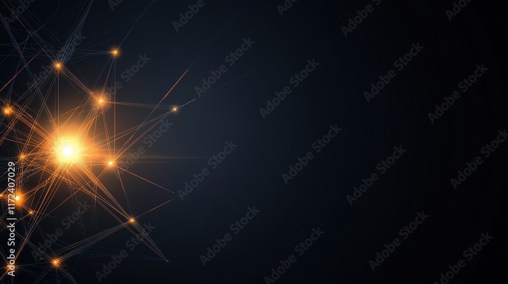Poster bright starburst with lines and dark background for abstract design